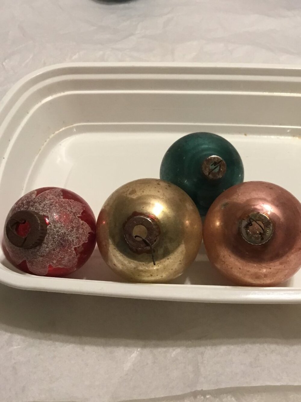 Very colorful lot of 8 antique & fragile glass Christmas tree ornaments - Picture 6 of 15